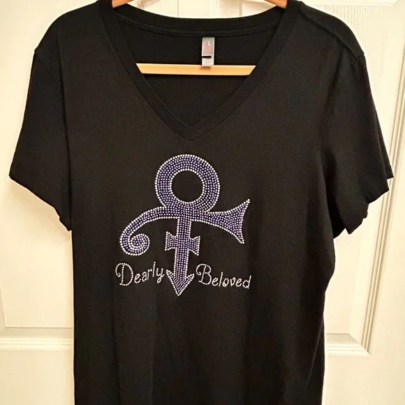 Prince Dearly Beloved Symbol Custom Rhinestone Tee XL - Picture 4 of 7